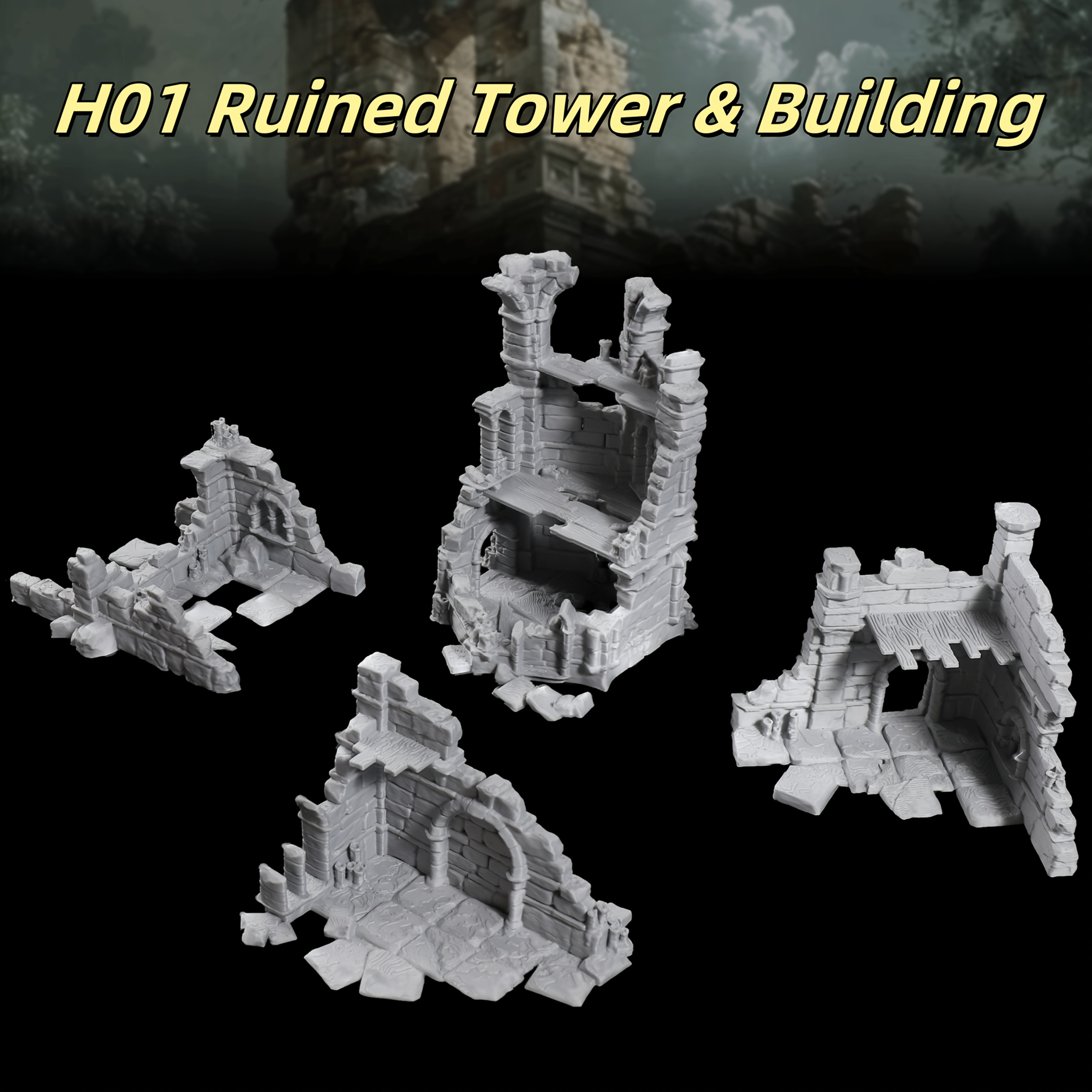 Ruined Noble House and Tower Terrain